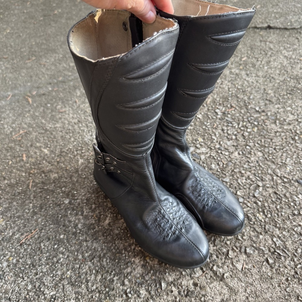 Icon Sacred Tall Leather Motorcycle Boots Black Womens Size 5 Protective Gear